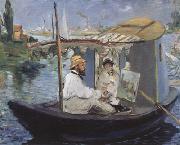 Edouard Manet Monet Painting in his Studio Boat (nn02) china oil painting reproduction